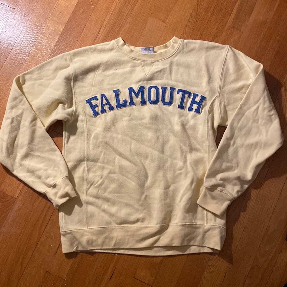 Yellow “Falmouth” crewneck, size small, Cape Cod Sweatshirt Company brand